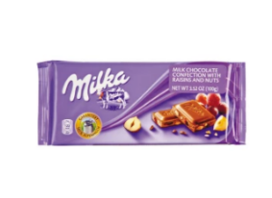 Milka Milk Chocolate Raisins & Nuts Bar 3.5oz 23ct